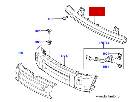 Усиление переднего бампера Land Rover Discovery 3 и Range Rover Sport 2005 - 2009