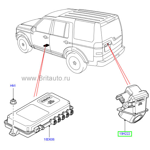 Неподвижная камера заднего вида Land Rover Discovery 4, от VIN: BA584131