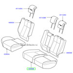 Обшивка подушки задних сидений, большая часть, на range rover sport autobiography 2010 - 2013, цвет: ebony / ivory