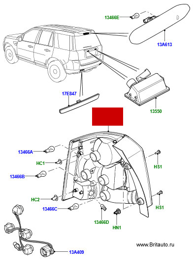 Задний фонарь левый фонарь Land Rover Freelander 2